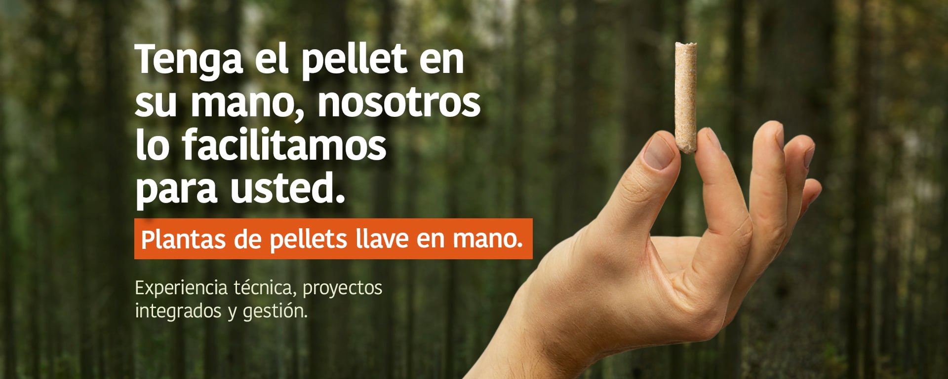Tenha o pellet em sua mão, nós facilitamos para você. Plantas de pellets turnkey. Expertise técnica, integração e gestão.